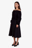 Moncler Black Ruched Off The Shoulder Midi Dress Size 42