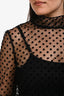 Officine Générale Black Mesh Velvet Polka Dot 'Jade' Top Size L