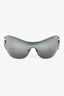 Bvlgari Grey Crystal Embellished Shield Sunglasses