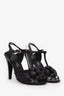Pre-loved Chanel™ Black Leather Camellia Ankle Strap Sandals Size 36.5
