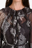 Zimmermann Grey/White Paisley Sheer Long Sleeve Maxi Dress Size 2