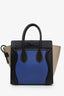 Celine Blue/Black/Beige Leather Micro Luggage Tote