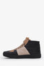 Pre-loved Chanel™ Black/Beige Leather Nubuck CC High Top Sneakers Size 41