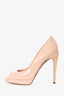 Fendi Beige Patent Leather Peep Toe Platform Pumps Size 38