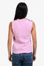 Ganni Pink Mohair Blend Crystal Buttons Detail Sweater Vest Size M