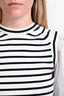 Derek Lam 10 Crosby White/Navy Striped Knit Cotton Sleeve Sweater Size M