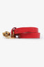 Alexander McQueen Red Leather Gold Skull Double Wrap Bracelet