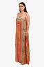 Staud Orange Colour Block Stripe Linen Maxi Dress Size L
