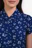 Reformation Blue Floral Short Sleeve Collared Buttoned Midi Dress Size 0