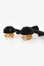 Oscar de la Renta Black Beaded Clip On Earrings