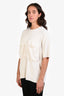 Celine White Double Flap Pocket Short Sleeve Top Size M