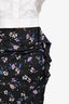 Veronica Beard Black Multicolour Silk Blend Floral Print Mini Skirt Size 2