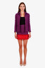 Saint Laurent Purple Tweed Blazer + Feather Trim Mini Skirt Set Size 34