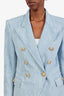 Balmain Blue Cotton Double Breasted Blazer Jacket Size 40