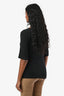 St. John Black Embellished Boat Neckline Short Sleeve Top Size S