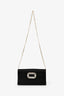 Roger Vivier Black Satin 'Efflorescence' Clutch with Chain Strap