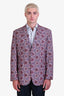 Roberto Cavalli Pink/Multicolour Cotton Silk Patterned Blazer Size 52 Men's