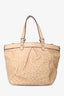 Gucci Light Beige Ostrich Bamboo Buckle Tote Bag