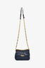 Miu Miu Navy Nappa Matelassé Ruched Crossbody Bag