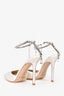 Jimmy Choo Ivory Satin Crystal Strap 'Saeda 100' Heels Size 36