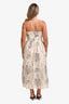 Zimmermann Cream/Multicolour Linen Floral Print Cut Out Midi Dress Size 2