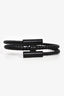 Bracelet jonc Hermès en cuir tressé noir et métal en forme de H « Tournis Tresse »