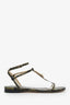 Jimmy Choo Green/Grey Snake Alodie Flat Sandals Size 38.5