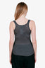 Isabel Marant Grey Silk Ribbed Knit Asymmetrical Hem Tank Top Size S