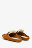 Fendi Brown Suede Shearling Baguette Slides Size 36.5