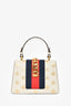 Gucci Cream Leather Web Star Edition Mini Sylvie Top Handle with Strap