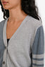 Thom Browne Grey/Blue Cashmere 4-Bar Striped Two-Tone Cardigan Size 42