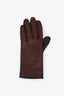 Prada Brown Lambskin Leather Patterned Gloves Size 7