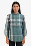 Burberry Brit Blue Check Cotton Long Sleeve Button Down Shirt Estimated Size S