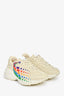 Gucci Beige Leather Rainbow Star Rhyton Sneakers Size 37.5