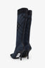 Burberry Blue Check Knitted Sock Boots Size 37.5