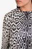 Haider Ackermann Black/White Metallic Leopard Print Padded Shoulder Long Sleeve Top Size 40