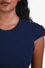 Alexander McQueen Navy Blue Wool Vegan Silk Short Sleeve Tailored Mini Dress Size XS