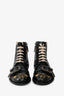 Gucci Black Leather Queercore Bee Embroidered Combat Boots Size 6.5 Men's