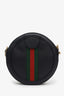 Gucci Black Leather Web Detail Ophidia Mini Round Crossbody Bag