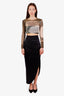 Balenciaga Black Silk Wool Textured Midi Skirt Size 34