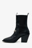 Gucci Black Leather Horsebit Square Toe Combat Boots Size 40