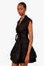 Sandro Black Cotton Button-Up Keyhole Dress Size 34