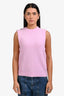 Ganni Pink Mohair Blend Crystal Buttons Detail Sweater Vest Size M