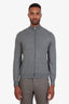 Brunello Cucinelli Grey Cashmere Zip-Up Sweater Size 48 Men's