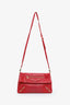 Balenciaga Rouge Grenade Chevre Leather Metallic Edge Envelope Clutch with Strap