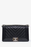 Pre-loved Chanel™ 2019 Black Chevron Caviar Leather Medium Boy Bag SHW
