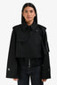 Sacai Black Cropped Bomber Layered Trench Jacket Size 4