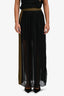 Vionnet Black/Green Pleated Silk Maxi Skirt Size 44