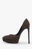 Saint Laurent Brown Suede Pointed-toe Platform Pumps Size 36