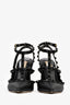 Valentino Black Monochrome Leather Rockstud Cage Heels Size 38